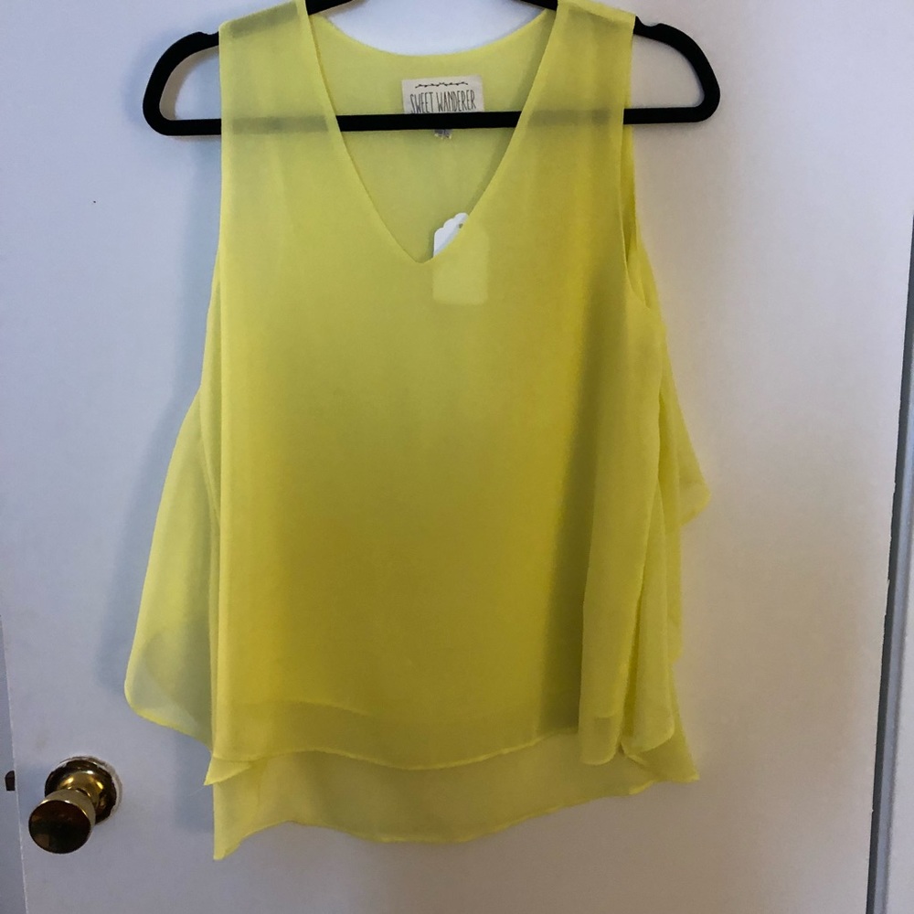 Neon lemon chiffon tank New LAST CALL